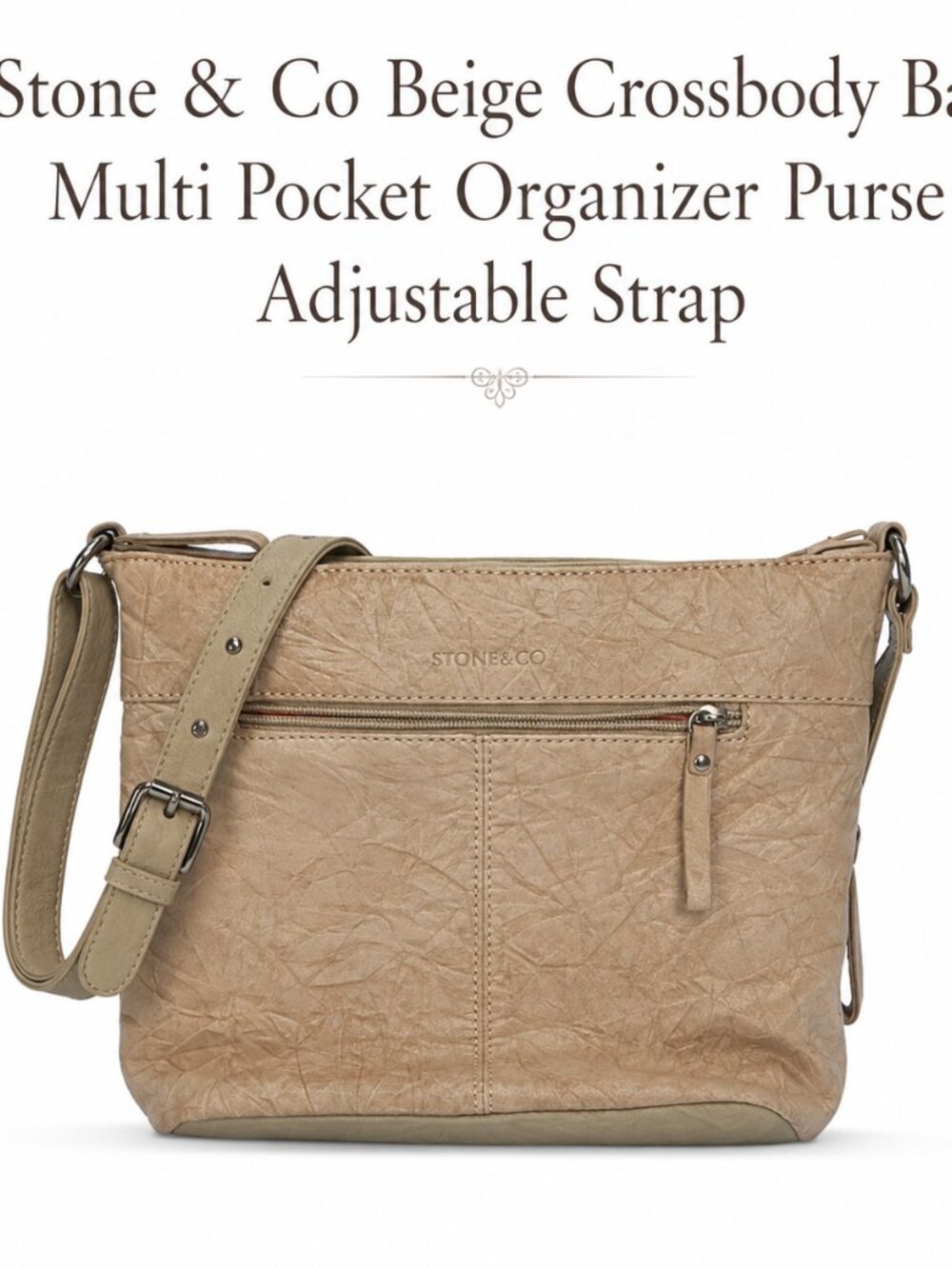 Stone & Co Beige Multi Pocket Crossbody Organizer Bag